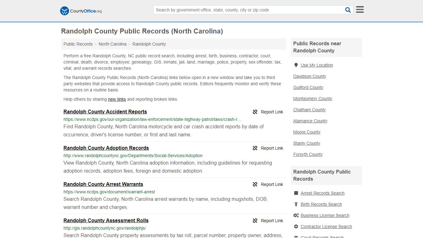 Randolph County Public Records (North Carolina) - County Office