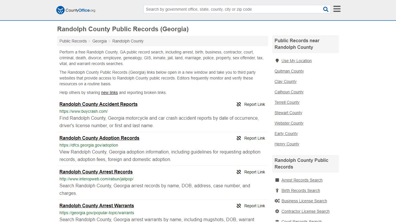 Public Records - Randolph County, GA (Business, Criminal, GIS, Property ...
