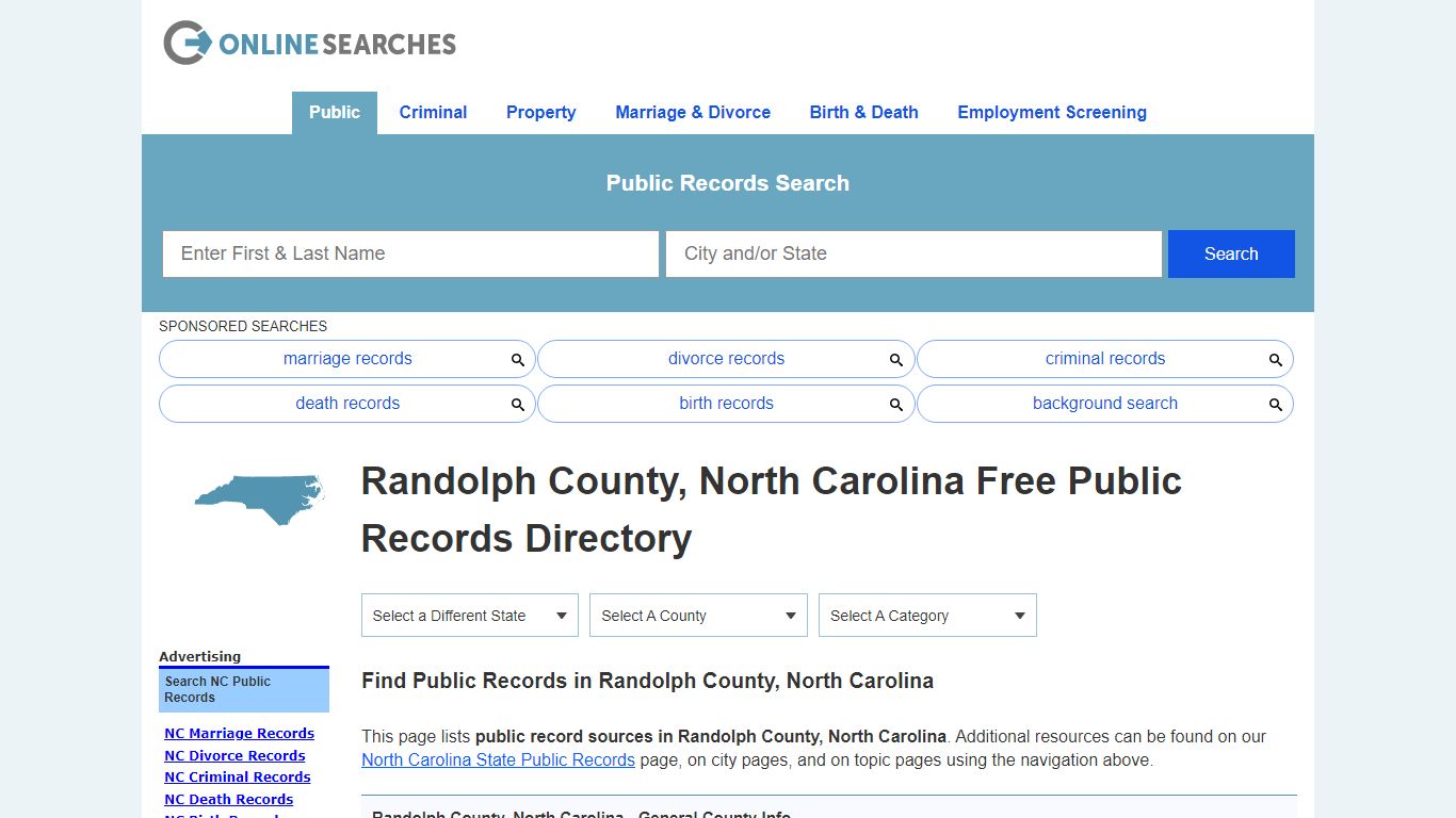Randolph County, North Carolina Public Records Directory